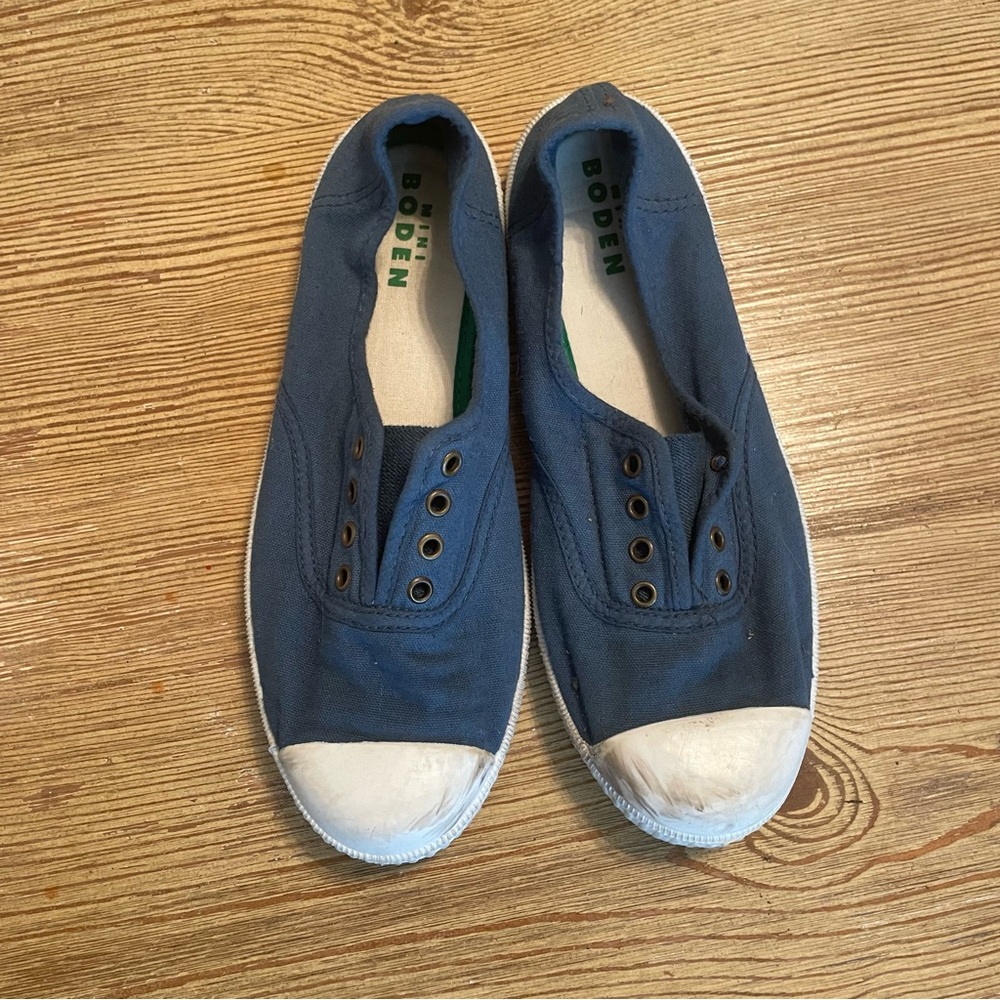Mini Boden Navy Slip-On Canvas Sneakers